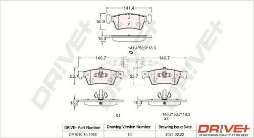 Dr!ve+ DP1010.10.1068 - Brake Pad Set, disc brake autospares.lv