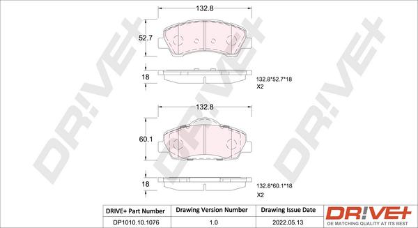 Dr!ve+ DP1010.10.1076 - Brake Pad Set, disc brake autospares.lv