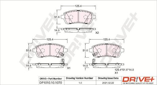 Dr!ve+ DP1010.10.1070 - Brake Pad Set, disc brake autospares.lv