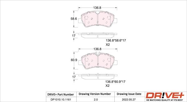 Dr!ve+ DP1010.10.1161 - Brake Pad Set, disc brake autospares.lv