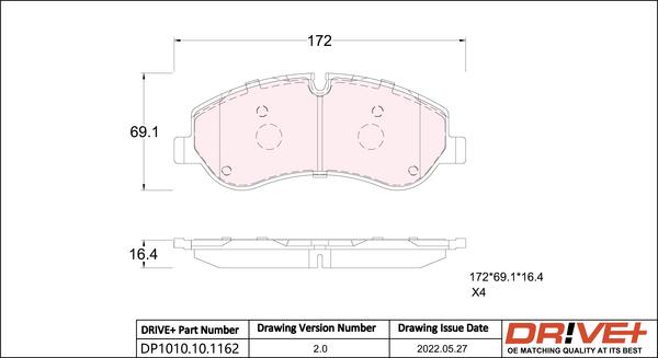 Dr!ve+ DP1010.10.1162 - Brake Pad Set, disc brake autospares.lv