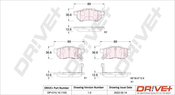 Dr!ve+ DP1010.10.1105 - Brake Pad Set, disc brake autospares.lv