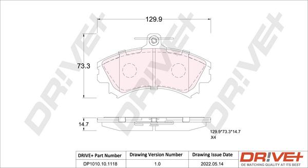 Dr!ve+ DP1010.10.1118 - Brake Pad Set, disc brake autospares.lv