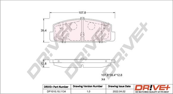 Dr!ve+ DP1010.10.1134 - Brake Pad Set, disc brake autospares.lv