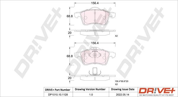 Dr!ve+ DP1010.10.1128 - Brake Pad Set, disc brake autospares.lv