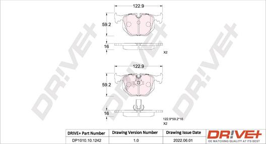 Dr!ve+ DP1010.10.1242 - Brake Pad Set, disc brake autospares.lv