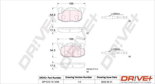 Dr!ve+ DP1010.10.1238 - Brake Pad Set, disc brake autospares.lv