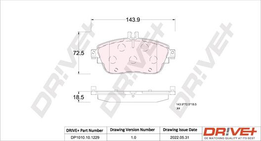 Dr!ve+ DP1010.10.1229 - Brake Pad Set, disc brake autospares.lv