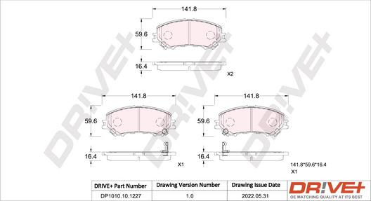 Dr!ve+ DP1010.10.1227 - Brake Pad Set, disc brake autospares.lv