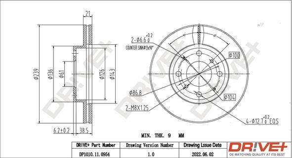 Dr!ve+ DP1010.11.0954 - Brake Disc autospares.lv