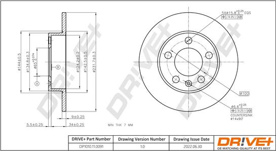 Dr!ve+ DP1010.11.0091 - Brake Disc autospares.lv