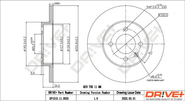 Dr!ve+ DP1010.11.0035 - Brake Disc autospares.lv