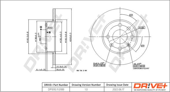 Dr!ve+ DP1010.11.0189 - Brake Disc autospares.lv