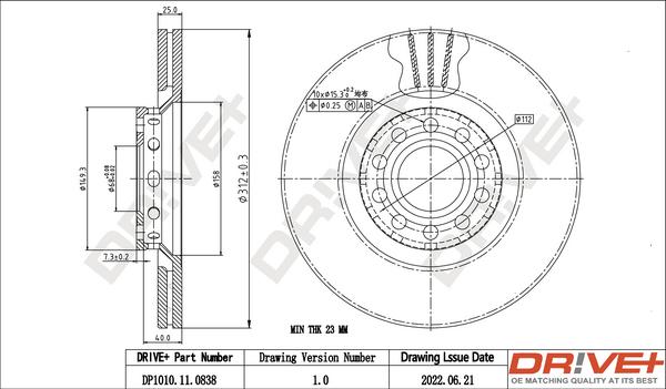 Dr!ve+ DP1010.11.0838 - Brake Disc autospares.lv