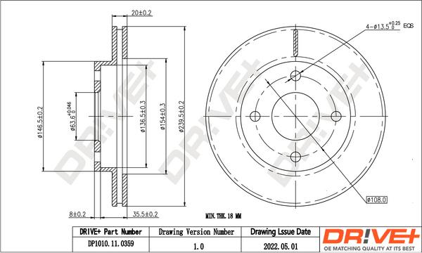 Dr!ve+ DP1010.11.0359 - Brake Disc autospares.lv