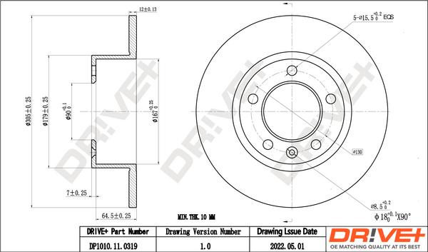 Dr!ve+ DP1010.11.0319 - Brake Disc autospares.lv