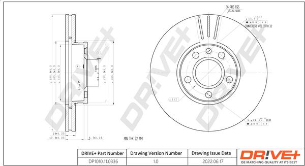 Dr!ve+ DP1010.11.0336 - Brake Disc autospares.lv