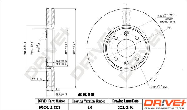 Dr!ve+ DP1010.11.0328 - Brake Disc autospares.lv