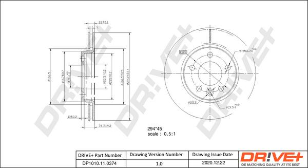 Dr!ve+ DP1010.11.0374 - Brake Disc autospares.lv