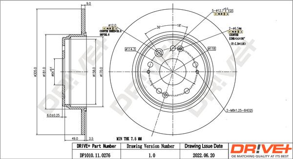 Dr!ve+ DP1010.11.0276 - Brake Disc autospares.lv