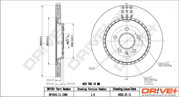 Dr!ve+ DP1010.11.1586 - Brake Disc autospares.lv