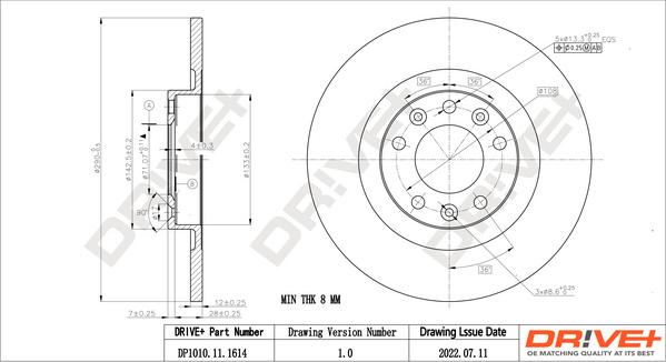 Dr!ve+ DP1010.11.1614 - Brake Disc autospares.lv