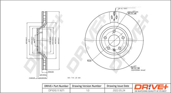 Dr!ve+ DP1010.11.1671 - Brake Disc autospares.lv