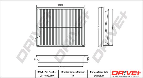 Dr!ve+ DP1110.10.0474 - Air Filter, engine autospares.lv