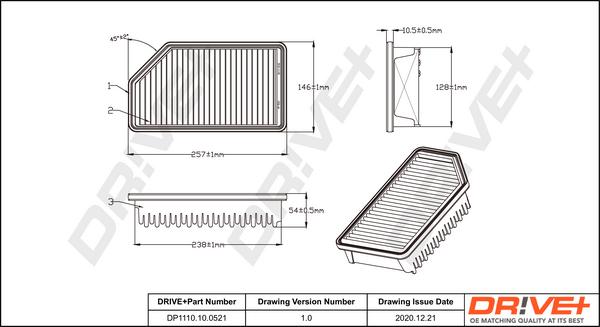 Dr!ve+ DP1110.10.0521 - Air Filter, engine autospares.lv