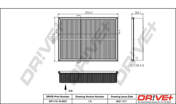 Dr!ve+ DP1110.10.0527 - Air Filter, engine autospares.lv