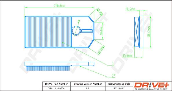 Dr!ve+ DP1110.10.0658 - Air Filter, engine autospares.lv