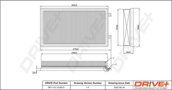 Dr!ve+ DP1110.10.0615 - Air Filter, engine autospares.lv