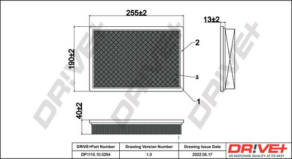 Dr!ve+ DP1110.10.0294 - Air Filter, engine autospares.lv