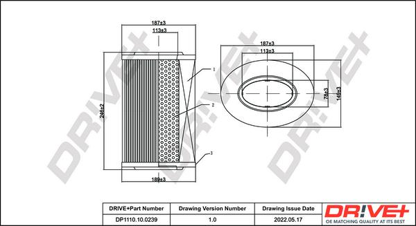 Dr!ve+ DP1110.10.0239 - Air Filter, engine autospares.lv