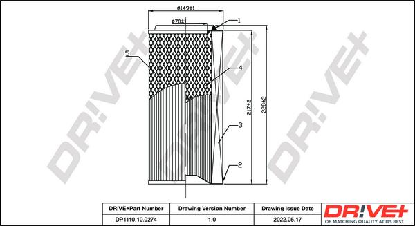 Dr!ve+ DP1110.10.0274 - Air Filter, engine autospares.lv