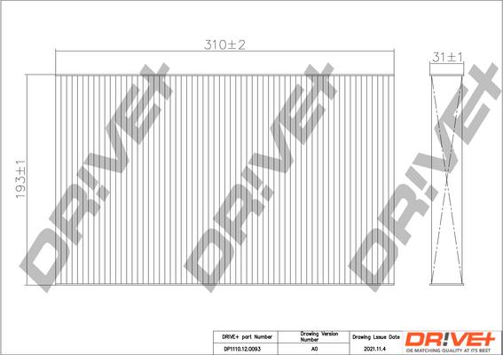 Dr!ve+ DP1110.12.0093 - Filter, interior air autospares.lv