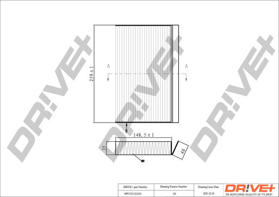 Dr!ve+ DP1110.12.0165 - Filter, interior air autospares.lv