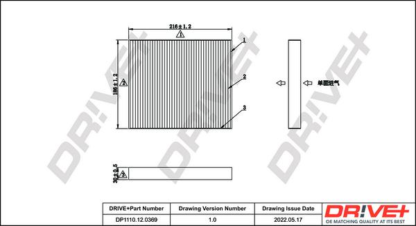 Dr!ve+ DP1110.12.0369 - Filter, interior air autospares.lv