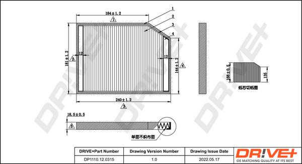 Dr!ve+ DP1110.12.0315 - Filter, interior air autospares.lv