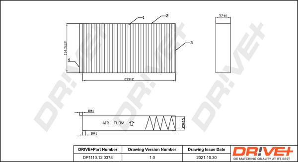 Dr!ve+ DP1110.12.0378 - Filter, interior air autospares.lv