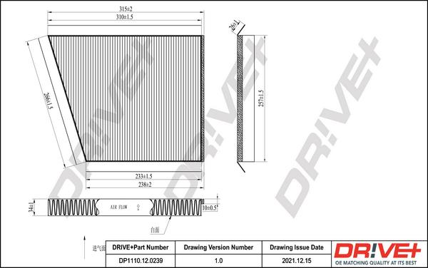 Dr!ve+ DP1110.12.0239 - Filter, interior air autospares.lv