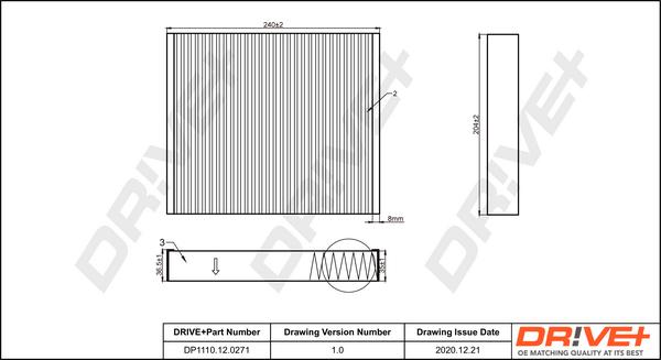 Dr!ve+ DP1110.12.0271 - Filter, interior air autospares.lv