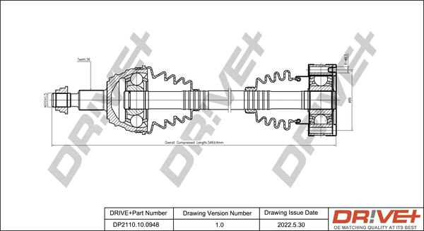 Dr!ve+ DP2110.10.0948 - Drive Shaft autospares.lv