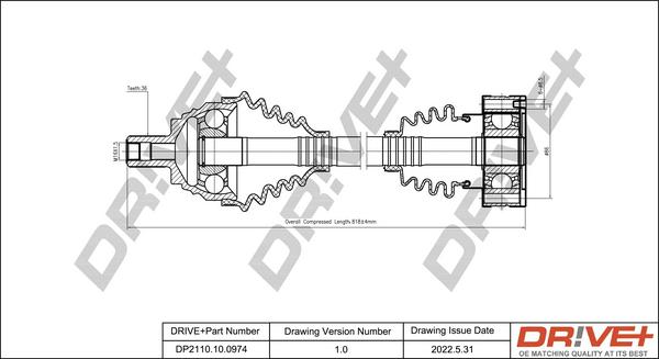 Dr!ve+ DP2110.10.0974 - Drive Shaft autospares.lv