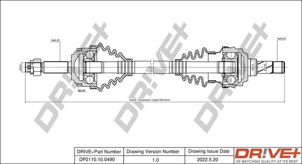 Dr!ve+ DP2110.10.0490 - Drive Shaft autospares.lv