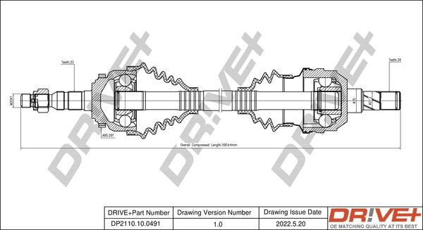 Dr!ve+ DP2110.10.0491 - Drive Shaft autospares.lv