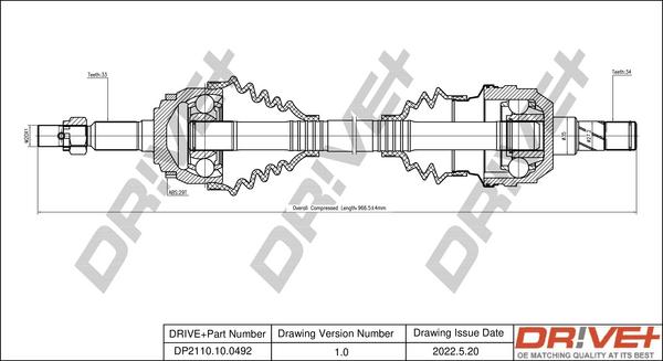 Dr!ve+ DP2110.10.0492 - Drive Shaft autospares.lv