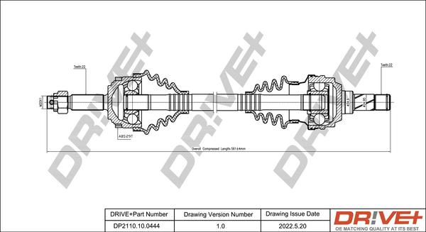 Dr!ve+ DP2110.10.0444 - Drive Shaft autospares.lv