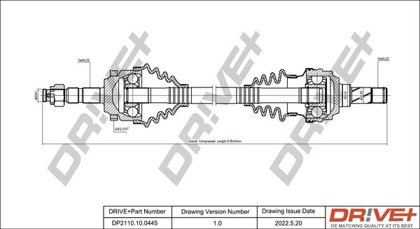 Dr!ve+ DP2110.10.0445 - Drive Shaft autospares.lv