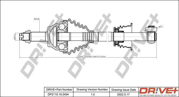Dr!ve+ DP2110.10.0454 - Drive Shaft autospares.lv